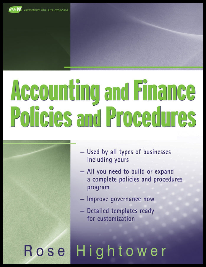 Accounting and Finance Policies and Procedures, (with URL) (Paperback / softback) 9780470259627