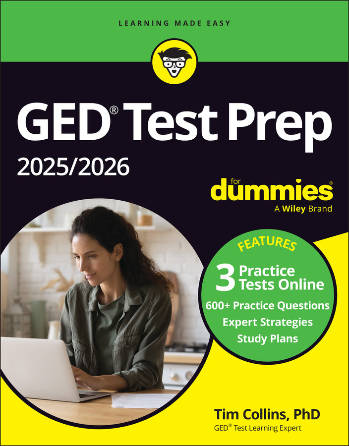GED Test Prep 2025/2026 For Dummies; Book + 3 Practice Tests Online (Paperback / softback) 9781394287437