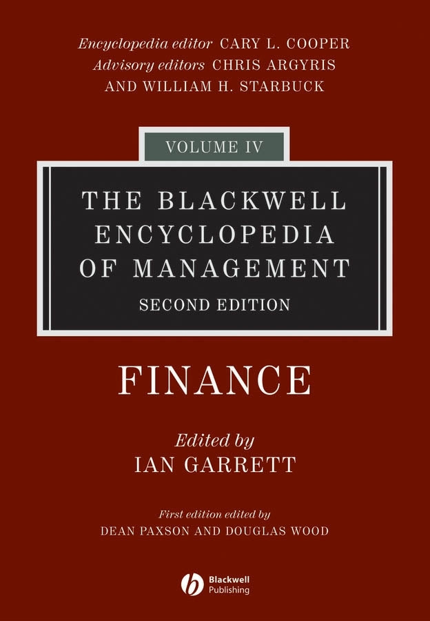 The Blackwell Encyclopedia of Management, Finance (Hardback) 9781405118262