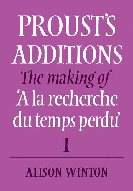 Proust's Additions; The Making of 'A la recherche du temps perdu' (Paperback / softback) 9780521083102