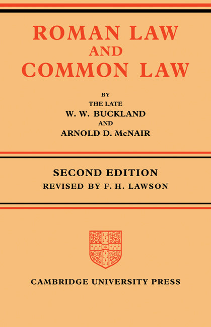Roman Law and Common Law; A Comparison in Outline (Paperback / softback) 9780521086080