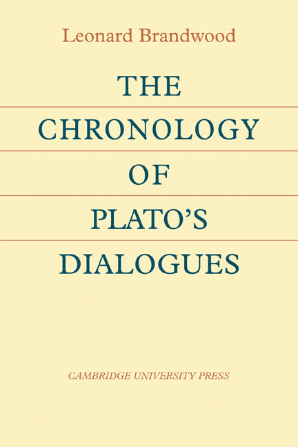 The Chronology of Plato's Dialogues (Paperback / softback) 9780521106559