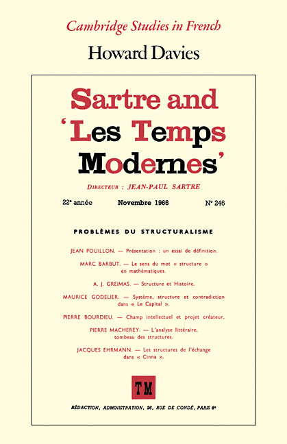 Sartre and 'Les Temps Modernes' (Paperback) 9780521111508