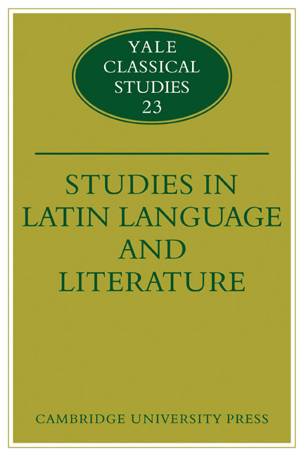 Studies in Latin Language and Literature (Paperback) 9780521124614