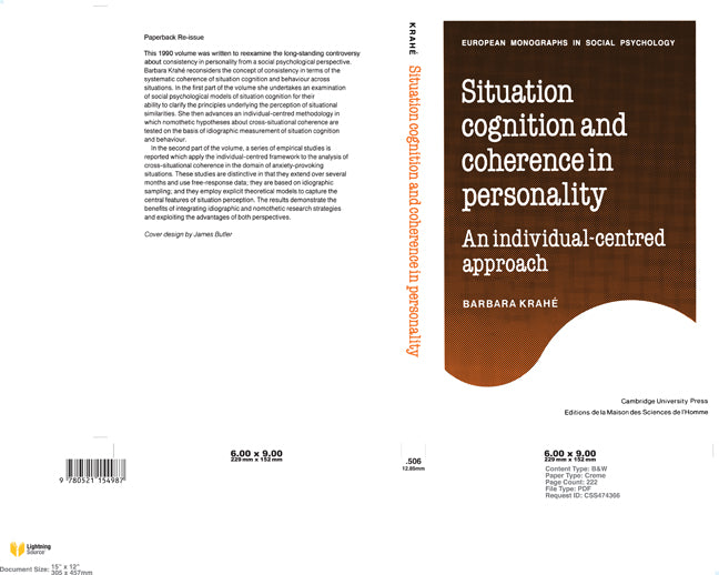 Situation Cognition and Coherence in Personality; An Individual-Centred Approach (Paperback) 9780521154987