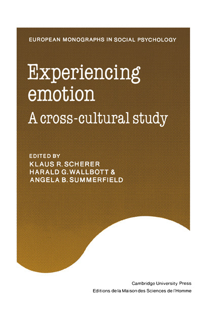Experiencing Emotion; A Cross-Cultural Study (Paperback) 9780521155014
