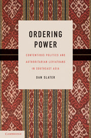 Ordering Power; Contentious Politics and Authoritarian Leviathans in Southeast Asia (Hardback) 9780521190411