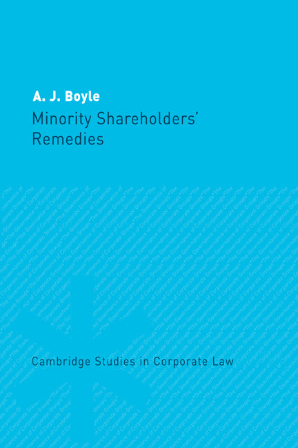 Minority Shareholders' Remedies (Paperback) 9780521169455