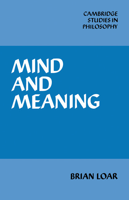 Mind and Meaning (Paperback) 9780521338264