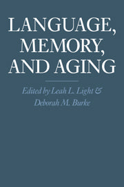 Language, Memory, and Aging (Hardback) 9780521329422