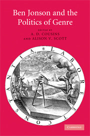 Ben Jonson and the Politics of Genre (Paperback / softback) 9781107403741