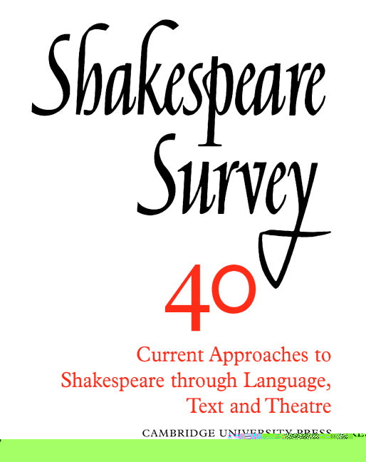 Shakespeare Survey (Paperback) 9780521523790