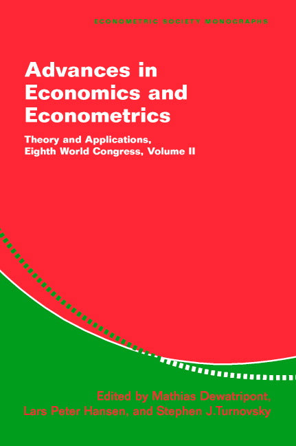 Advances in Economics and Econometrics; Theory and Applications, Eighth World Congress (Paperback) 9780521524124