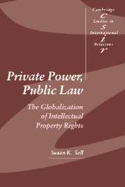 Private Power, Public Law; The Globalization of Intellectual Property Rights (Hardback) 9780521819145
