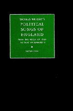 Thomas Wright's Political Songs of England; From the Reign of John to that of Edward II (Hardback) 9780521554664