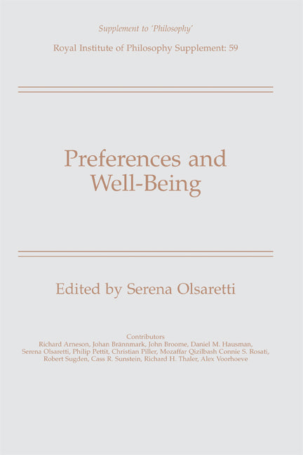 Preferences and Well-Being (Paperback) 9780521695589