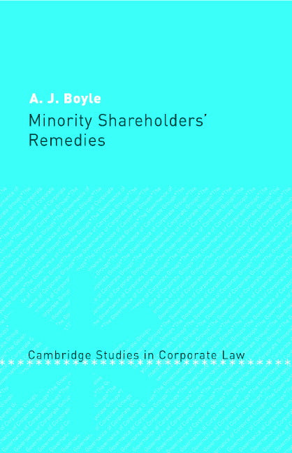 Minority Shareholders' Remedies (Hardback) 9780521791069