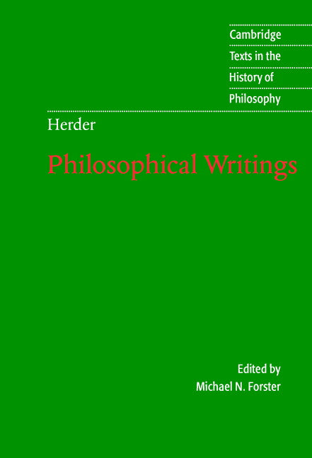 Herder: Philosophical Writings (Paperback) 9780521794091