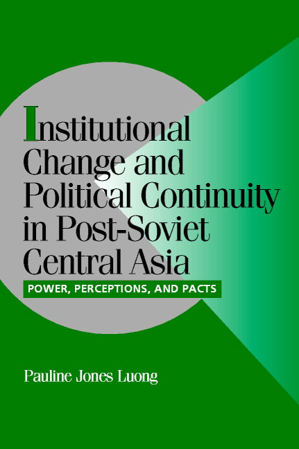 Institutional Change and Political Continuity in Post-Soviet Central Asia; Power, Perceptions, and Pacts (Hardback) 9780521801096