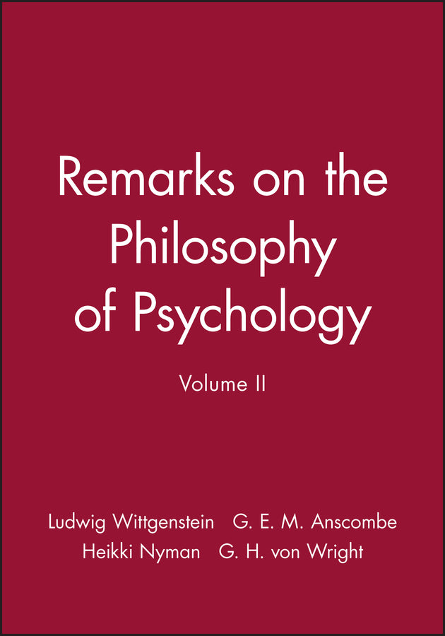 Remarks on the Philosophy of Psychology V2 (Paperback / softback) 9780631130628