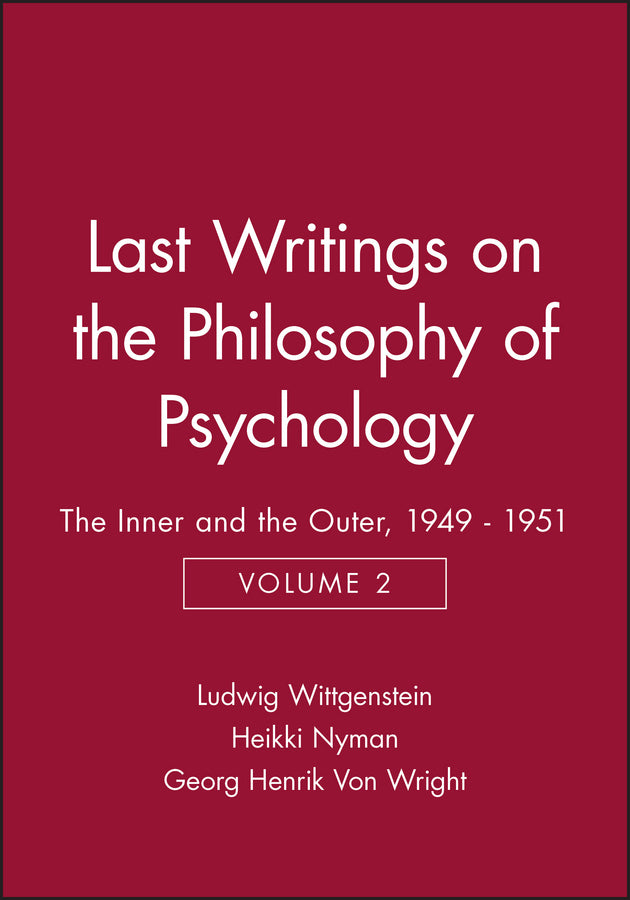 Last Writings on the Philosophy of Psychology V 2 (Paperback / softback) 9780631189565
