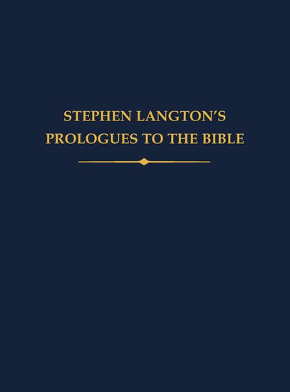 Stephen Langton's Prologues to the Bible (Hardback) 9780197267172