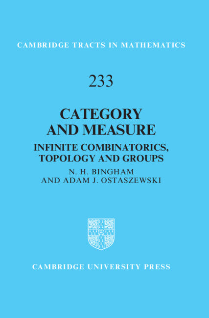 Category and Measure; Infinite Combinatorics, Topology and Groups (Hardback) 9780521196079