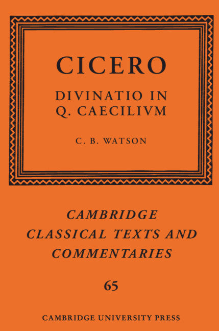 Cicero: Divinatio in Q. Caecilium (Hardback) 9781108844079