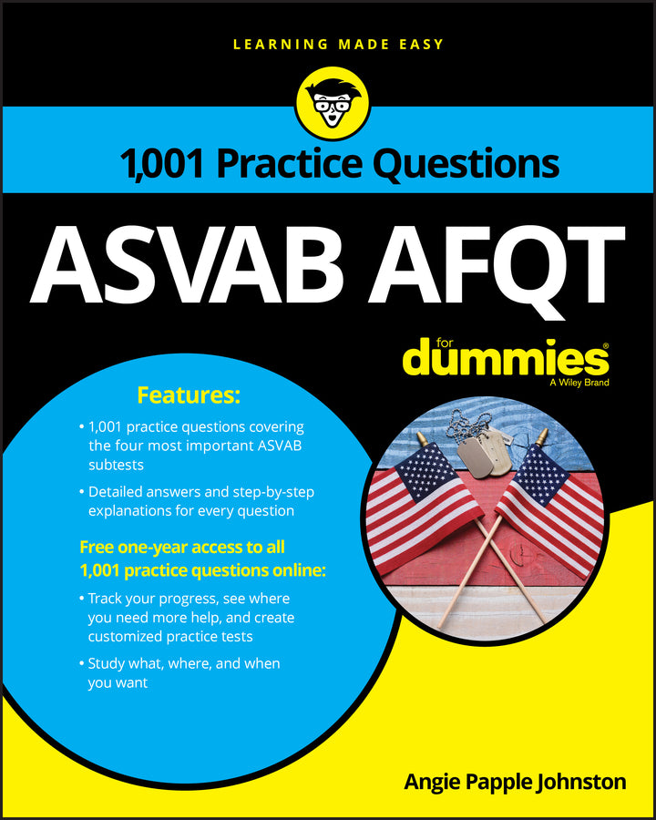 ASVAB AFQT; 1,001 Practice Questions For Dummies (Paperback / softback) 9781119291480