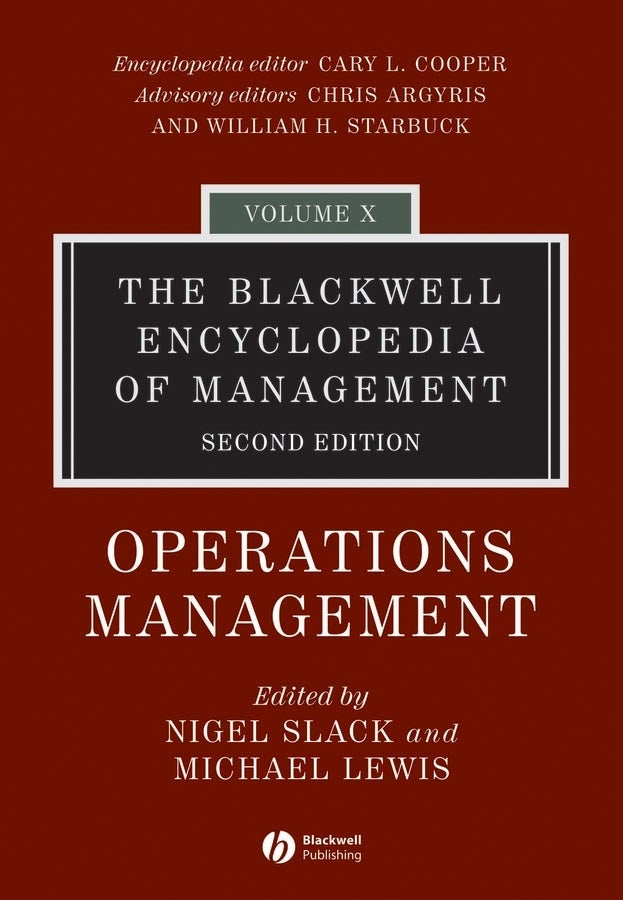 The Blackwell Encyclopedia of Management, Operations Management (Hardback) 9781405110969