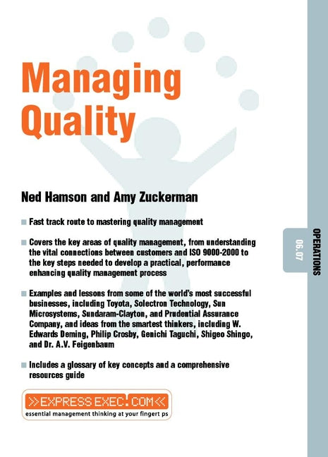 Managing Quality; Operations 06.07 (Paperback / softback) 9781841122212