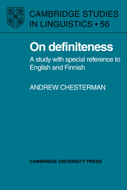 On Definiteness; A Study with Special Reference to English and Finnish (Paperback / softback) 9780521022873
