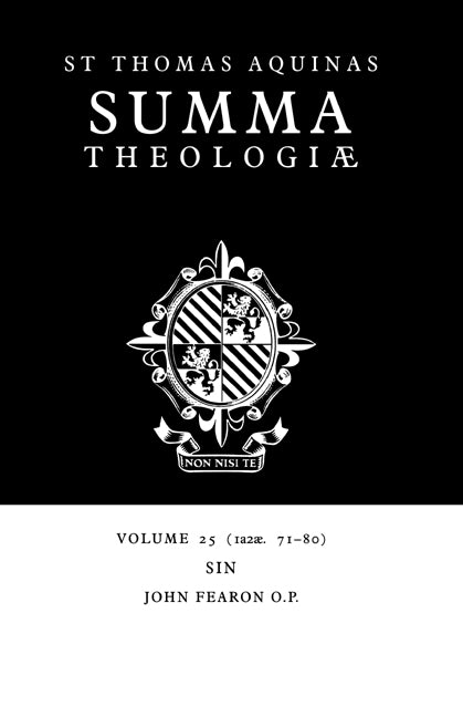 Summa Theologiae: Volume 25, Sin; 1a2ae. 71-80 (Paperback / softback) 9780521029339