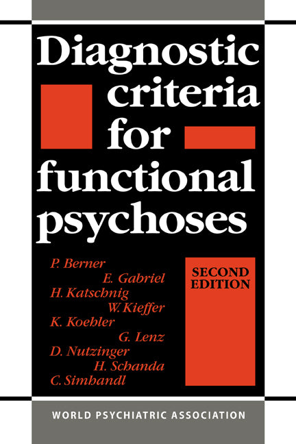 Diagnostic Criteria for Functional Psychoses (Paperback / softback) 9780521035125