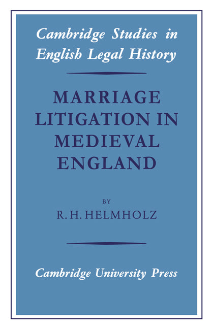 Marriage Litigation in Medieval England (Paperback / softback) 9780521035620