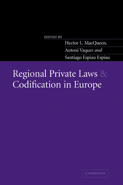 Regional Private Laws and Codification in Europe (Paperback / softback) 9780521035934