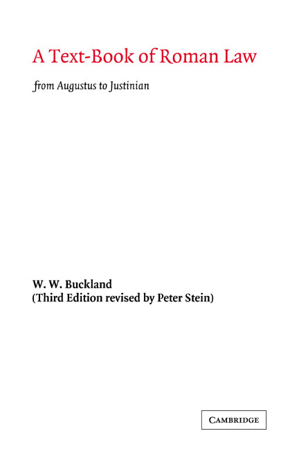 A Text-Book of Roman Law; From Augustus to Justinian (Paperback / softback) 9780521043687