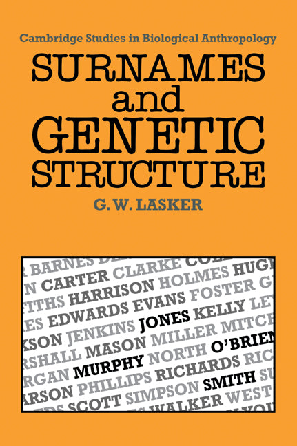 Surnames and Genetic Structure (Paperback / softback) 9780521057639