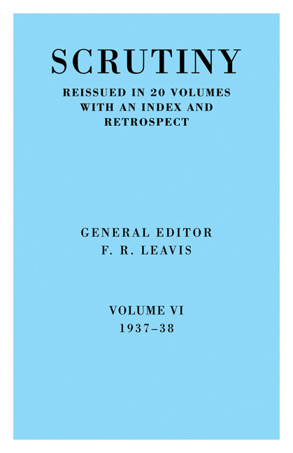 Scrutiny vol. 6 1937-38 (Paperback / softback) 9780521067751