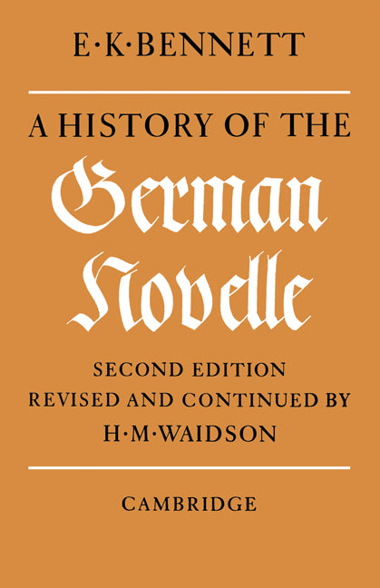 A History of the German Novelle (Paperback / softback) 9780521091527