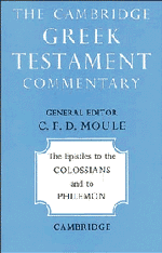 The Epistles to the Colossians and to Philemon (Paperback / softback) 9780521092364