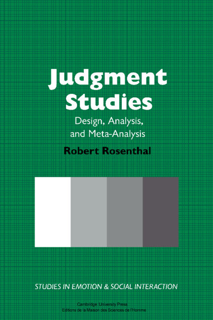 Judgment Studies; Design, Analysis, and Meta-Analysis (Paperback / softback) 9780521101479