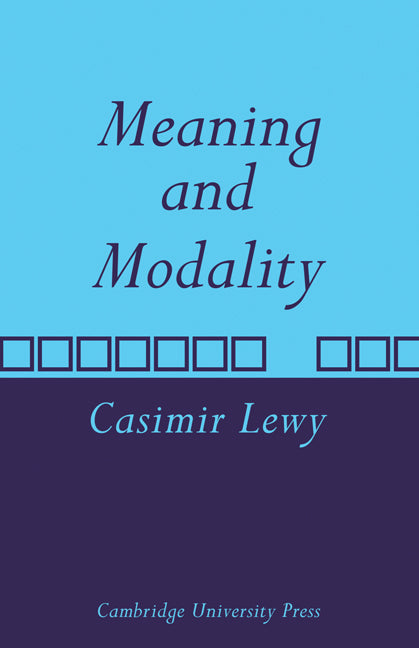 Meaning and Modality (Paperback / softback) 9780521107648