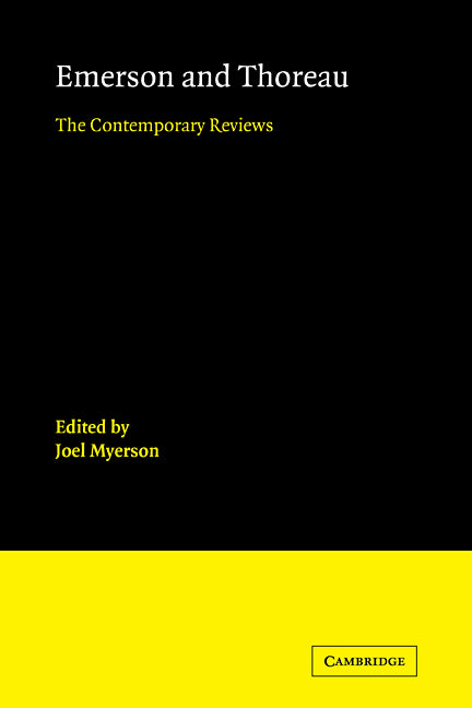 Emerson and Thoreau; The Contemporary Reviews (Paperback) 9780521114103