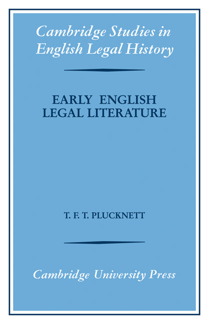 Early English Legal Literature (Paperback) 9780521116688