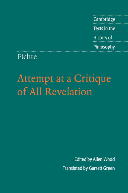 Fichte: Attempt at a Critique of All Revelation (Paperback) 9780521130189