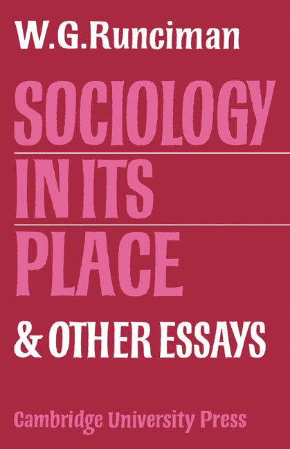 Sociology In Its Place (Paperback) 9780521141284