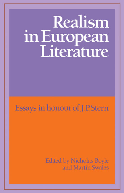 Realism in European Literature; Essays in Honour of J. P. Stern (Paperback) 9780521155335