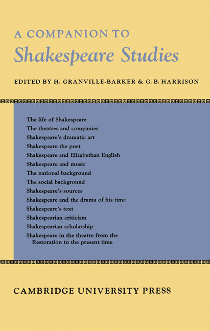 Companion to Shakespeare Studies (Paperback) 9780521159012