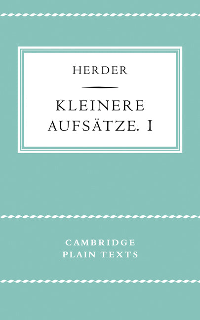 Kleinere Aufsätze I (Paperback) 9780521169509